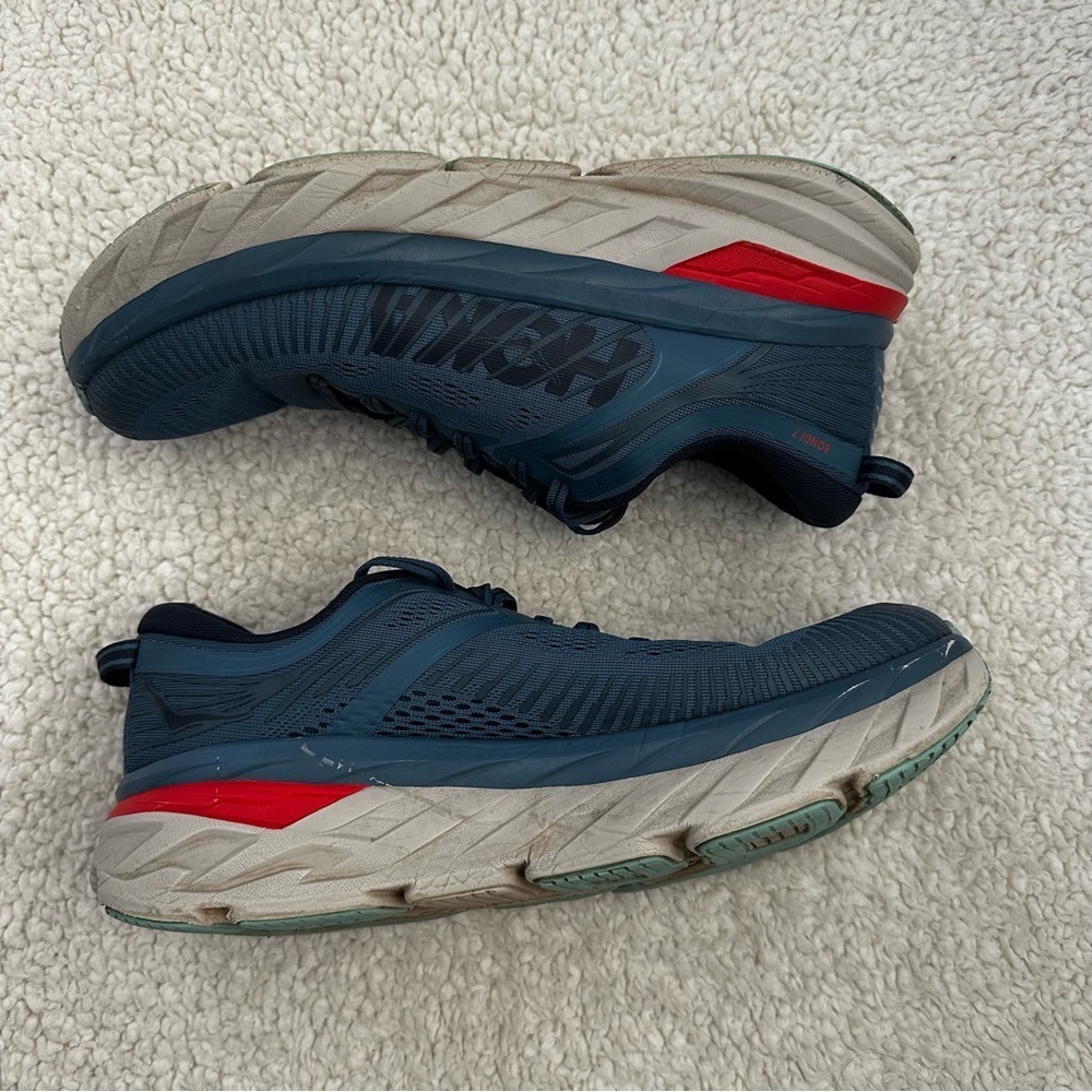 Hoka One One Bondi 7 Blue Gray Running Shoes Men’s Size 10.5 - Picture 2 of 10